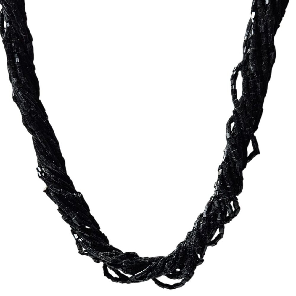 Elegant Twisted Beaded Necklace Black Seed Beads Fashion Jewelry Women